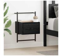 Bedside Cabinet Black Oak 35 x 30 x 51 cm Engineered Wood 1 Drawer Metal Legs UK