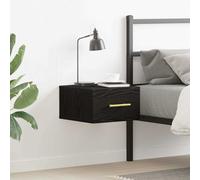 Bedside Cabinet Black Oak 35x35x20cm Engineered Wood Rustic Wall-Mounted Drawer