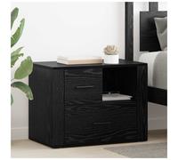 Bedside cabinet Black Oak 35x60x50cm Engineered Wood 2 Drawers Rustic with shelf