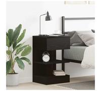 Bedside Cabinet Black Oak 40 x 35 x 65 cm Engineered Wood Nightstand Drawer Unit