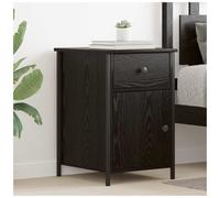 Bedside Cabinet Black Oak 40 x 42 x 60 cm Engineered Wood 1 Drawer Metal Legs UK