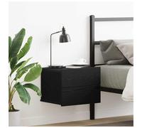 Bedside Cabinet Black Oak 40x30x30cm Engineered Wood 2-Drawer Compact Nightstand