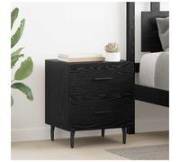 Bedside Cabinet Black Oak 40x35x47.5cm Engineered Wood 4-Drawer Mid-Century Tall
