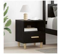 Bedside Cabinet Black oak 40x35x47.5 cm Engineered wood Drawer Shelf with Legs.