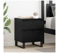Bedside Cabinet Black Oak 40x35x50cm Engineered Wood 1 Drawer Rustic With Shelf