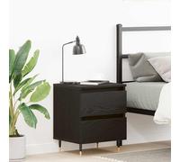 Bedside Cabinet Black Oak 40x35x50cm Engineered Wood 2-Drawer Mid-Century Sturdy