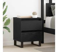 Bedside Cabinet Black Oak 40x35x50cm Engineered Wood Compact Rustic Steel Legs