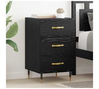 Bedside Cabinet Black Oak 40x40x66 cm Engineered Wood Compact Gold Tapered Legs