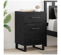 Bedside Cabinet Black Oak 40x40x66cm Engineered Wood Drawer Rustic Ample Storage