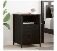 Bedside Cabinet Black Oak 40x42x60cm Engineered Wood Rustic Storage With Shelf