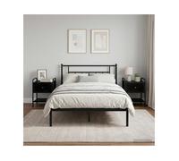 Bedside Cabinet Black Oak Engineered Wood 35x36.5x47cm Steel Frame 2pcs Set