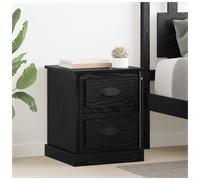 Bedside Cabinet Black Oak Engineered Wood 39x39x47.5cm 2-Drawer Rustic Chic Slim