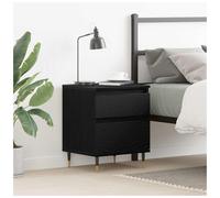 Bedside Cabinet Black Oak Engineered Wood 40x35x50cm 2 Drawer Compact Nightstand