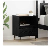 Bedside Cabinet Black Oak Engineered Wood 40x35x50cm Modern 1 Drawer Cube Shelf