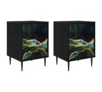 Bedside Cabinet Black Oak Engineered Wood Nightstand Bedroom Furniture vidaXL