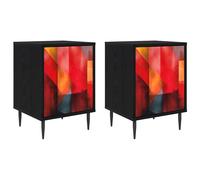 Bedside Cabinet Black Oak Engineered Wood Nightstand Bedroom Furniture vidaXL