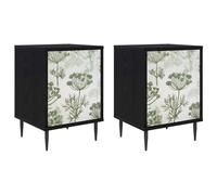 Bedside Cabinet Black Oak Engineered Wood Nightstand Bedroom Furniture vidaXL