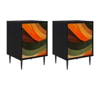 Bedside Cabinet Black Oak Engineered Wood Nightstand Bedroom Furniture vidaXL