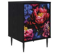 Bedside Cabinet Black Oak Engineered Wood Nightstand Bedroom Furniture vidaXL