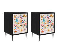 Bedside Cabinet Black Oak Engineered Wood Nightstand Bedroom Furniture vidaXL