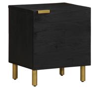 Bedside Cabinet Black Solid Mango Wood 40x33x46 cm 1 Drawer 1 Door Set 2pc Pair