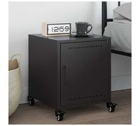 Bedside Cabinet Black Steel 36x39x43.5cm 1-Door Mobile Nightstand with Wheels