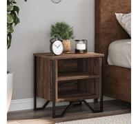 Bedside cabinet Brown Oak 40x30x40cm Engineered Wood Metal Storage Compact Night