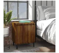 Bedside Cabinet Brown Oak 40x30x50cm Engineered Wood Metal Legs Hinged Door