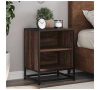 Bedside cabinet Brown Oak 40x31x50 cm Engineered Wood Metal 2-Shelf Nightstand