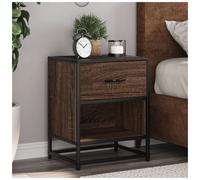 Bedside cabinet Brown Oak 40x31x50cm Engineered Wood & Steel 1 Drawer Sturdy top