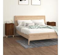 Bedside cabinet Brown Oak 40x35x70cm Engineered & Eucalyptus Wood Nightstand