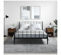 Bedside Cabinet Brown Oak 40x42x50cm Engineered Wood 1 Drawer Shelf Rustic Metal