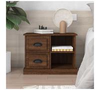 Bedside cabinet Brown Oak 60x35.5x45cm Engineered Wood 2 Drawer Compact Storage