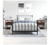 Bedside Cabinet Brown Oak Engineered Wood 40x42x55 cm 1 Drawer Rustic 2 Shelves