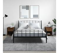 Bedside Cabinet Brown Oak Engineered Wood Iron Frame 40x42x50 cm Industrial Look