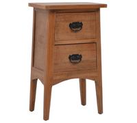 Bedside Cabinet Brown Solid Fir Wood MDF Steel 40x29x68 cm 2-Drawer US Rustic