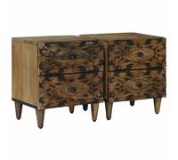 Bedside Cabinet Brown Solid Mango Wood 40 x 33.5 x 46 cm 4-Drawer Compact Unique