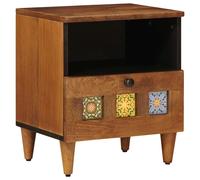 Bedside Cabinet Brown Solid Mango Wood 40 x 33 x 46 cm 1 Drawer Compact Handmade