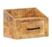 Bedside Cabinet Brown Solid Mango Wood 40x30x30cm 1 Drawer Black Frame Durable.