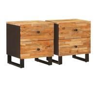Bedside Cabinet Brown Solid Mango Wood 40x33x46 cm 4-Drawer Compact Handcrafted