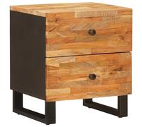 Bedside Cabinet Brown Solid Mango Wood 40x33x46cm 2 Drawer Compact Rustic Grains