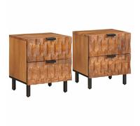 Bedside Cabinet Brown Solid Mango Wood 40x33x46cm 4 Drawer Rustic Nightstand UK