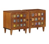 Bedside Cabinet Brown Solid Mango Wood 40x33x46cm Compact Rustic Storage Single
