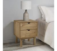 Bedside Cabinet Brown Solid Pine 46x39.5x57 cm 2-Drawer Scandinavian Style