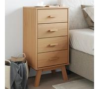 Bedside Cabinet Brown Solid Pinewood 4-Drawer 45x39x90cm Scandinavian Wood Feet