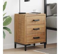 Bedside Cabinet Brown Solid Pinewood & Metal 36x30x45cm Vintage Industrial Small