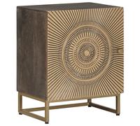 Bedside Cabinet Coffee Brown Solid Mango Wood Hand-Carved Door 40x30x50cm 1 Door