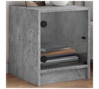 Bedside cabinet Concrete Grey 35x37x42 cm Engineered Wood with Glass Door Slim