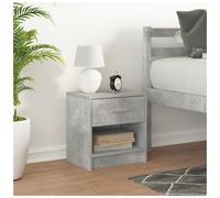 Bedside Cabinet Concrete Grey 39x28x41cm Engineered Wood 1 Drawer Open Shelf UK