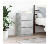 Bedside Cabinet Concrete Grey 39x35x65cm Engineered Wood 3 Drawers Modern Stable